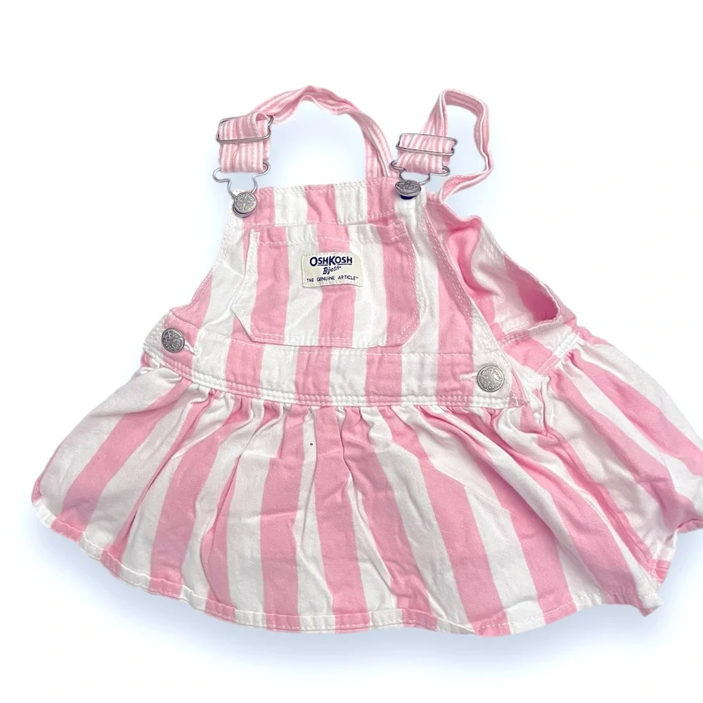 OshKosh B’gosh coverall pink striped dress 12m